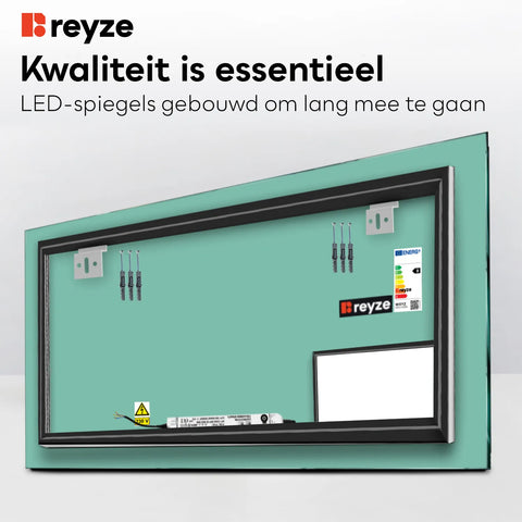LED Spiegel Rechthoekig | Zonder Touchknoppen | Warm Wit Licht - Reyze Serie Motivated Model 4