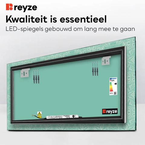 LED Spiegel Rechthoekig | Zonder Touchknoppen | Warm Wit Licht - Reyze Serie Official Model 8