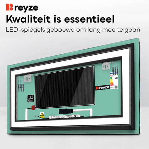 LED Spiegel Rechthoekig | met Touch-Knoppen | en Anti-Condens Functie | Warm Wit Licht - Reyze Serie Salono Model 1