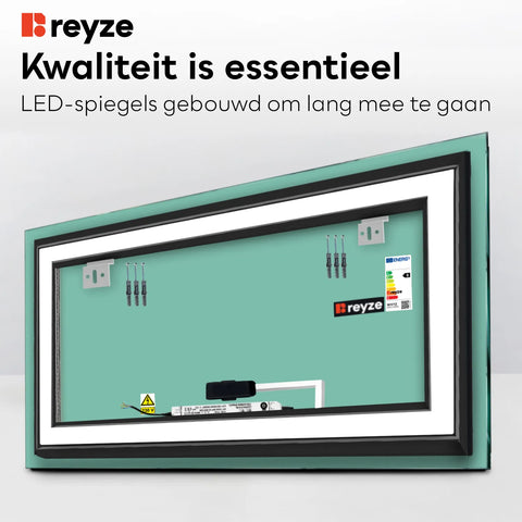 LED Spiegel Rechthoekig | met Touch-Knop | Neutraal wit licht - Reyze Serie Salono Model 3