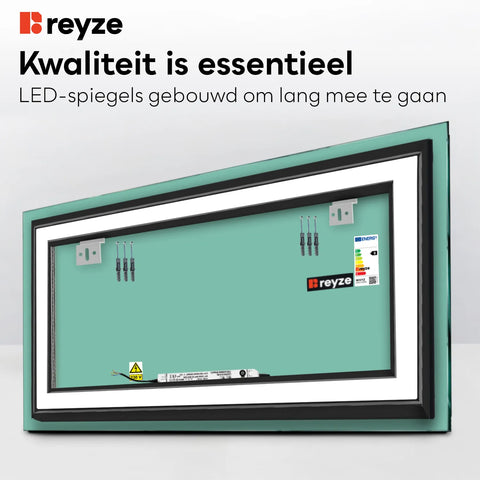 LED Spiegel Rechthoekig | Zonder Touchknoppen | Warm Wit Licht - Reyze Serie Salono Model 3