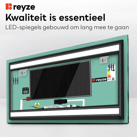 LED Spiegel Rechthoekig | met Touch-Knoppen | en Anti-Condens Functie | Neutraal wit licht - Reyze Serie Salono Model 4