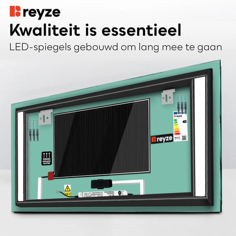 LED Spiegel Rechthoekig | met Touch-Knoppen | en Anti-Condens Functie | Neutraal wit licht - Reyze Serie Salono Model 5