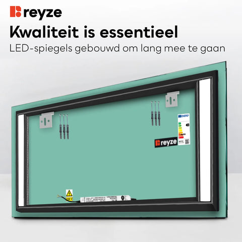 LED Spiegel Rechthoekig | Zonder Touchknoppen | Koud wit licht - Reyze Serie Salono Model 5