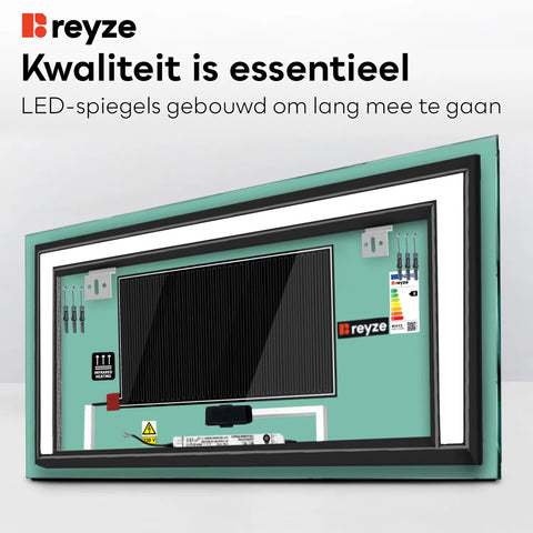 LED Spiegel Rechthoekig | met Touch-Knoppen | en Anti-Condens Functie | Neutraal wit licht - Reyze Serie Salono Model 6