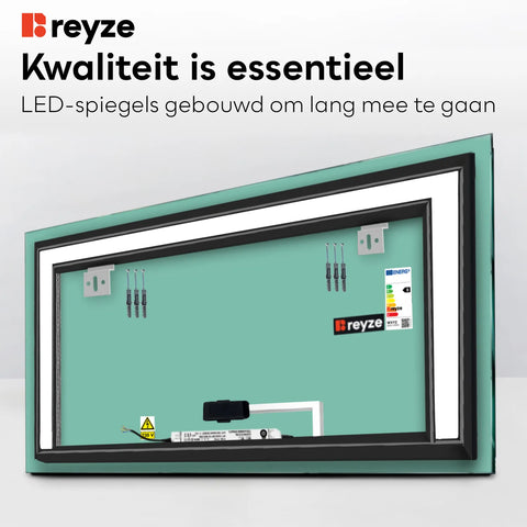 LED Spiegel Rechthoekig | met Touch-Knop | Koud wit licht - Reyze Serie Salono Model 6