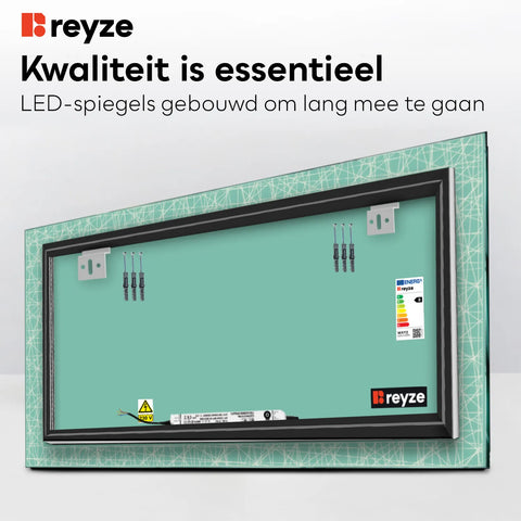LED Spiegel Rechthoekig | Zonder Touchknoppen | Neutraal wit licht - Reyze Serie Simetria Model 1