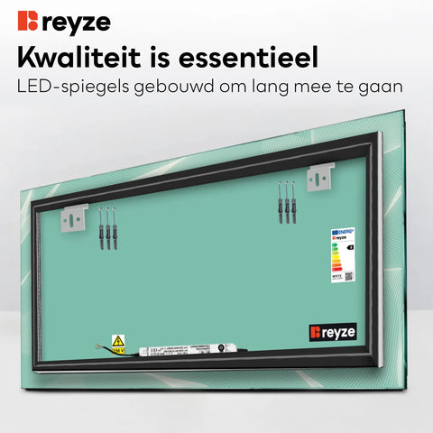 LED Spiegel Rechthoekig | Zonder Touchknoppen | Koud wit licht - Reyze Serie Simetria Model 2
