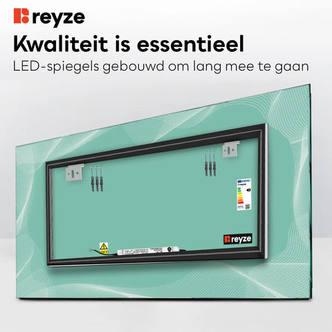 LED Spiegel Rechthoekig | Zonder Touchknoppen | Koud wit licht - Reyze Serie Simetria Model 3