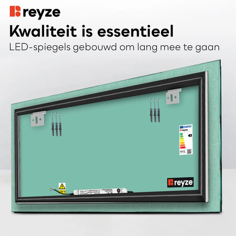 LED Spiegel Rechthoekig | Zonder Touchknoppen | Warm Wit Licht - Reyze Serie Simetria Model 6