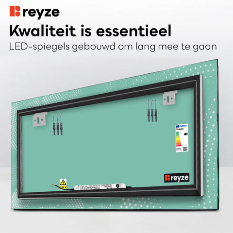 LED Spiegel Rechthoekig | Zonder Touchknoppen | Koud wit licht - Reyze Serie Simetria Model 8