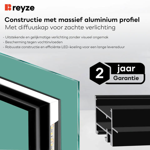LED Spiegel Verticaal | Zonder Touchknoppen | Neutraal wit licht - Reyze Serie Good Vibes Model 1
