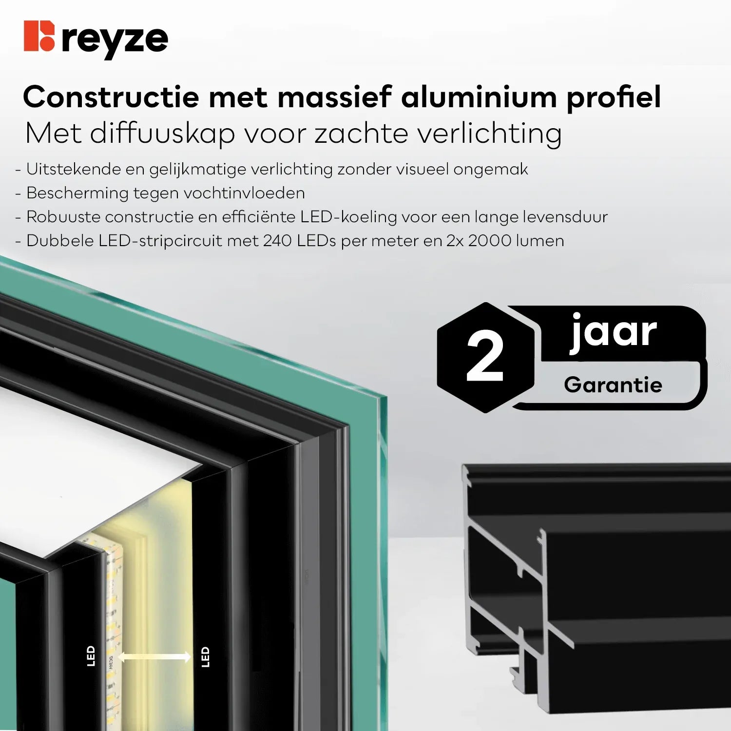 LED Spiegel Rechthoekig | met Touch-Knop | Warm Wit Licht - Reyze Serie Salono Model 5