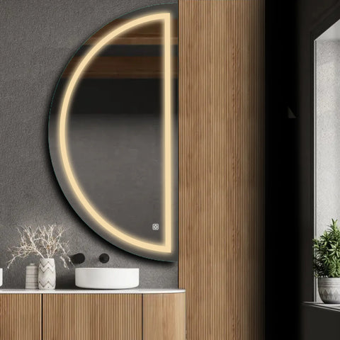 LED Spiegel Halve maan | met Touch-Knop | Warm Wit Licht - Reyze Serie Salono Model 1 - Rechterkant
