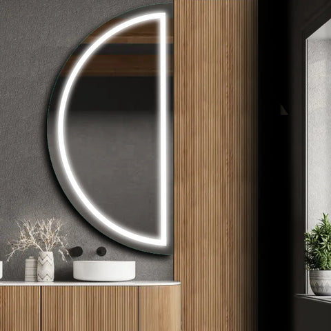 LED Spiegel Halve maan | Zonder Touchknoppen | Koud wit licht - Reyze Serie Salono Model 1 - Rechterkant