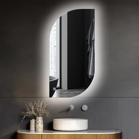 LED Spiegel Semi-ovaal 1 | met Touch-Knop | Koud wit licht - Reyze Serie Ambient Model 1