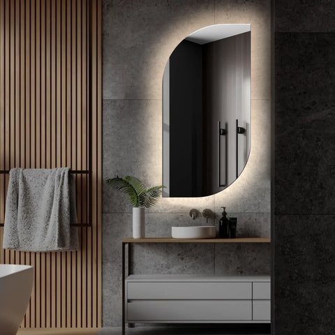 LED Spiegel Semi-ovaal 1 | Zonder Touchknoppen | Neutraal wit licht - Reyze Serie Ambient Model 1