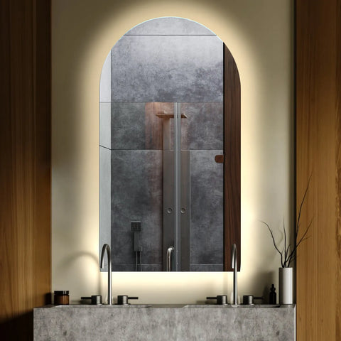 LED Spiegel Semi-ovaal 2 | Zonder Touchknoppen | Neutraal wit licht - Reyze Serie Ambient Model 1