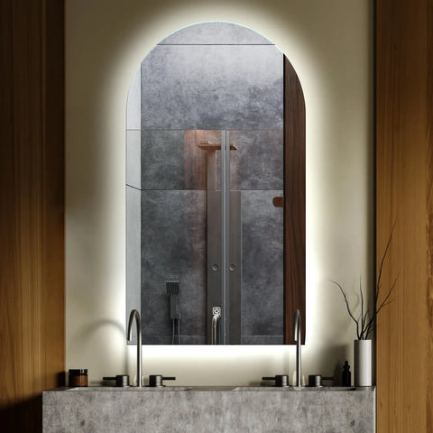 LED Spiegel Semi-ovaal 2 | met Touch-Knop | Koud wit licht - Reyze Serie Ambient Model 1