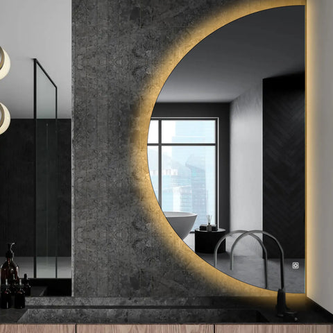 LED Spiegel Halve maan | met Touch-Knop | Warm Wit Licht - Reyze Serie Ambient Model 1 - Rechterkant