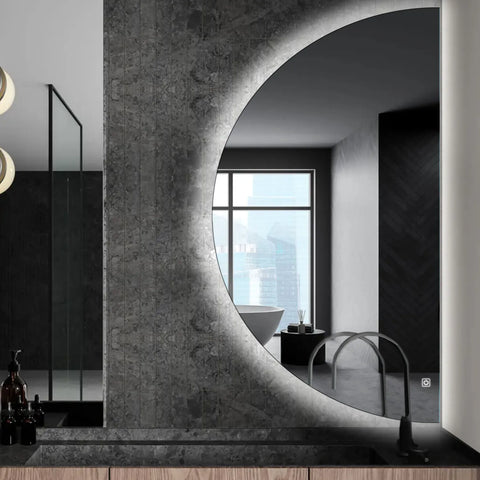 LED Spiegel Halve maan | met Touch-Knop | Koud wit licht - Reyze Serie Ambient Model 1 - Rechterkant