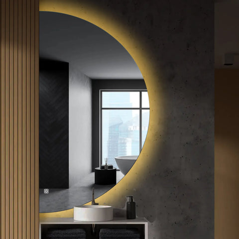 LED Spiegel Halve maan | met Touch-Knop | Warm Wit Licht - Reyze Serie Ambient Model 1 - Linkerkant