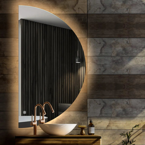 LED Spiegel Halve maan | met Touch-Knop | Warm Wit Licht - Reyze Serie Ambient Model 1 - Linkerkant