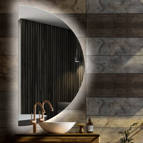 LED Spiegel Halve maan | Zonder Touchknoppen | Koud wit licht - Reyze Serie Ambient Model 1 - Linkerkant